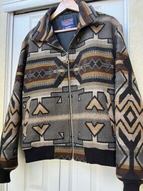 Pendleton Wool Aztec Print Bomber Style Jacket